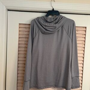 Gray Hooded Long Sleeve Top